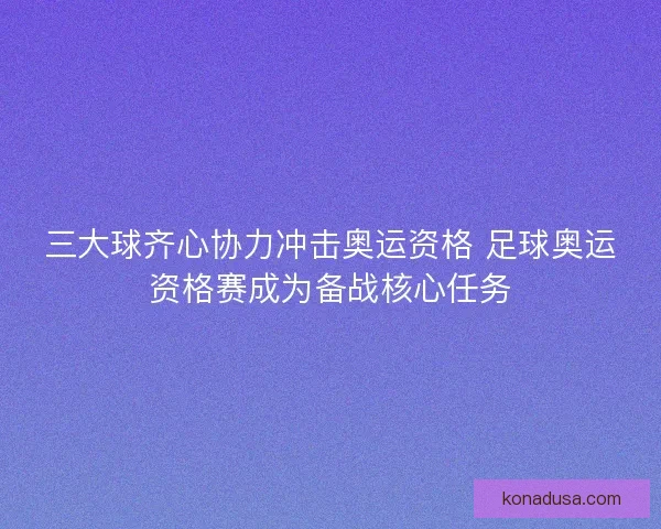三大球齐心协力冲击奥运资格 足球奥运资格赛成为备战核心任务